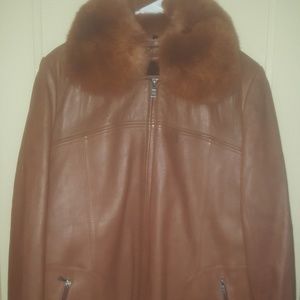 KNOLES CARTER CHESTNUT BROWN ITALIAN LAMBSKIN COAT